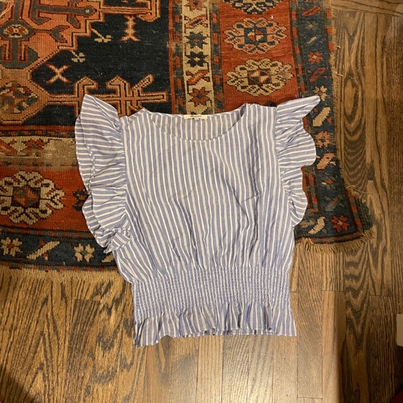 Madewell Flutter-Sleeve Smocked Top in Stripe XS - Picture 4 of 11